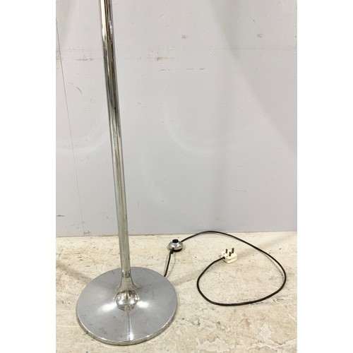 262 - MODERNIST CHROME AND PERSPEX STANDARD LAMP 180cm TALL AND A PAIR OF SIMILAR STYLE CEILING FITTINGS O... 