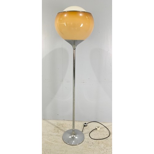 262 - MODERNIST CHROME AND PERSPEX STANDARD LAMP 180cm TALL AND A PAIR OF SIMILAR STYLE CEILING FITTINGS O... 