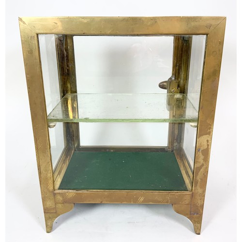 310 - A BRASS FRAMED MEDICAL CABINET, MARKED 'DOWN BROS LTD' OF LONDON - APPROX 30 X 40 X 20 CM