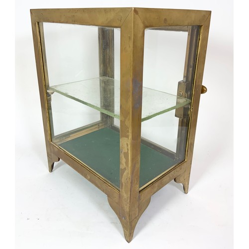 310 - A BRASS FRAMED MEDICAL CABINET, MARKED 'DOWN BROS LTD' OF LONDON - APPROX 30 X 40 X 20 CM