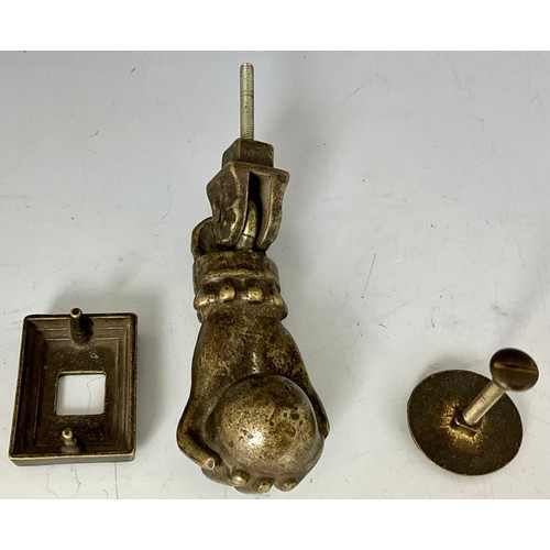 309 - VINTAGE FRENCH HAND DOOR KNOCKER AND  A BRASS LION HAND DOOR KNOCKER