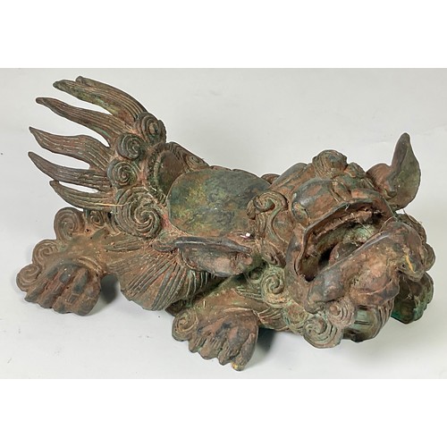 324 - PR. ORIENTAL, HEAVY, CAST METAL LION DOG FIGURES