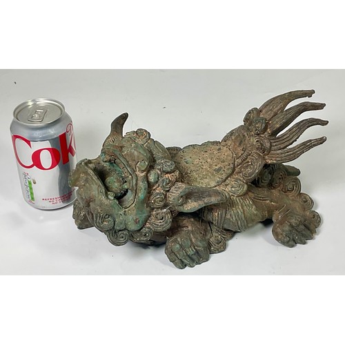 324 - PR. ORIENTAL, HEAVY, CAST METAL LION DOG FIGURES