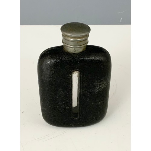 342 - HIP FLASKS AND A GLASS INKWELL