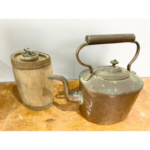 328 - TOOL BOX, COAL SCUTTLE, COPPER TEAPOT ETC