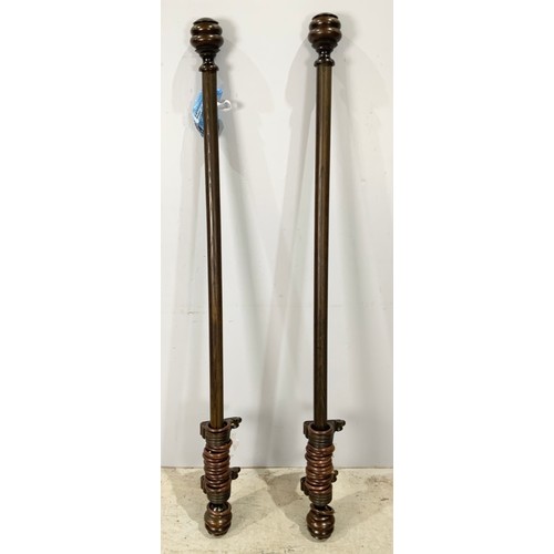 370 - PAIR OF LARGE  WOODEN CURTAIN POLES 178cm LONG