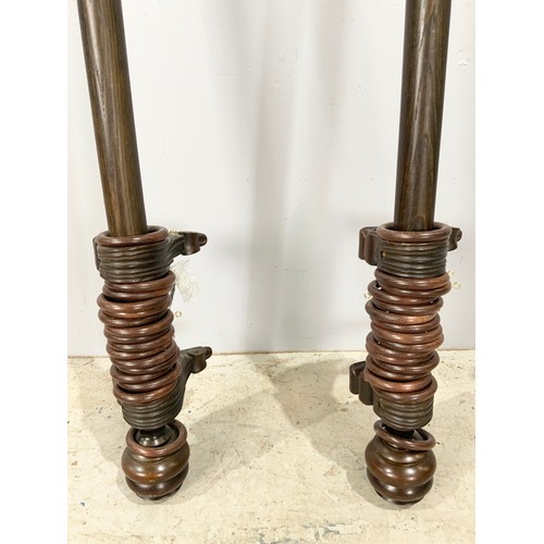 370 - PAIR OF LARGE  WOODEN CURTAIN POLES 178cm LONG