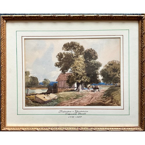 40 - WATERCOLOURS, EDMUND DORELL, WATERCOLOUR, TOLLERTON YORKSHIRE, RURAL SCENE, LABELLED VERSO, AND 3 OT... 