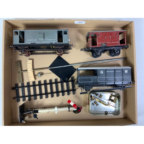 469 - 0 GAUGE LEEDS MODEL CO MR BRAKE VAN, KIT BUILT GWR TOAD & HORNBY MIDLAND BRAKE, PLUS A HOME SIGNAL, ... 