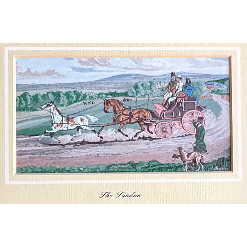 81 - 2 FRAMED PURE SILK EMBROIDERED HUNTING PICTURES  PLUS 2 ADDITIONAL PICTURES - THE TANDEM AND THE FOU... 