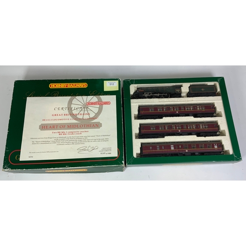 512 - HORNBY GREAT BRITISH TRAIN PACK, M3704, HEART OF MIDLOTHIAN, WITH LNER A4 60023, & 3 X MK1 COACHES, ... 