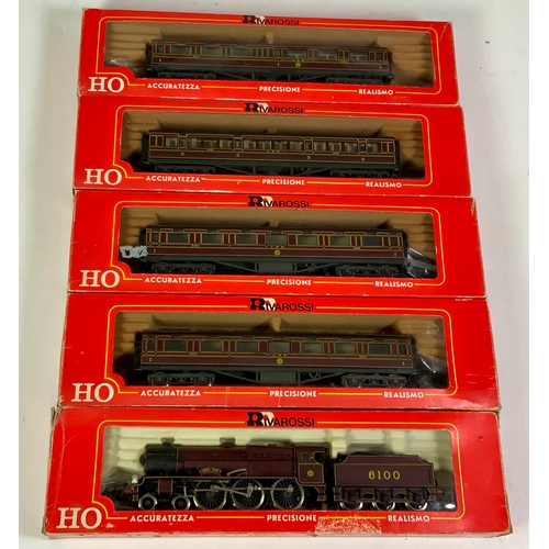 506 - RIVAROSSI, BOXED HO SCALE 6100 ROYAL SCOT, PLUS 4 BOXED LMS COACHES