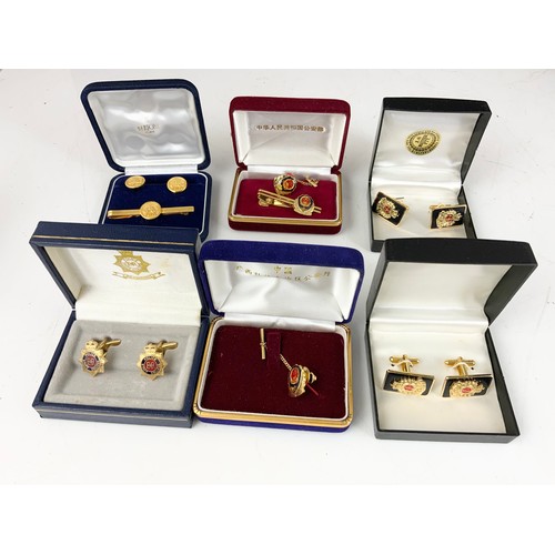 280 - CASED CUFFLINKS, TIE PINS ETC INC. POLICE STAFF COLLEGE, FIFA, HONG KONG FIRE SERVICE, HONG KONG POL... 