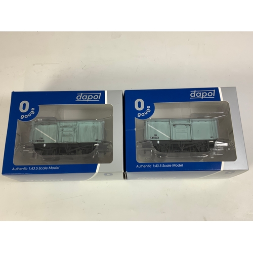 486 - DAPOL 2 BOXED MINERAL WAGONS, 16T STEEL MINERAL WHN WELDED BLUE GREY, 7F-030-001, APPEAR WEATHERED