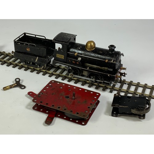 468 - HORNBY EARLY 0 GAUGE LOCOMOTIVE, 2710, BLACK P/W, PLUS ADDITIONAL CLOCKWORK MOTOR & MECCANO MOTOR