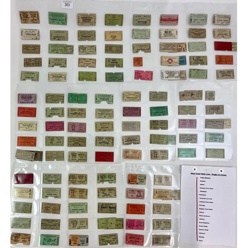 303 - 120 RAILWAY TICKETS, MAINLY FROM  THE ROUTE OF THE WCML, RUGBY TO CREWE VIA THE TRENT VALLEY. INC LN... 