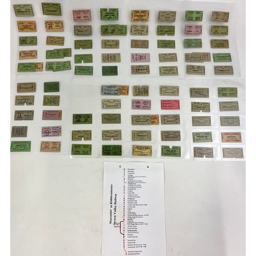 302 - RAILWAY TICKETS, 85 TICKETS AS SHOWN, RELATING MAINLY TO THE WORCESTER KIDDERMINSTER AND SEVERN VALL... 