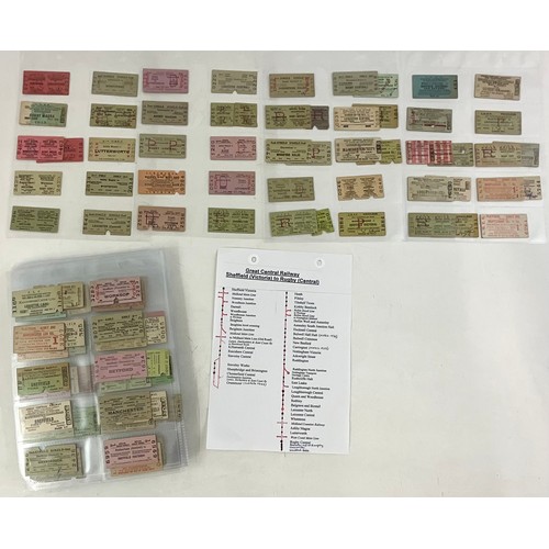 304 - RAILWAY TICKETS, APPROX 250, AS SHOWN, MAINLY FROM THE ROUTE OF THE GREAT CENTRAL RAILWAY. ROUTE INC... 