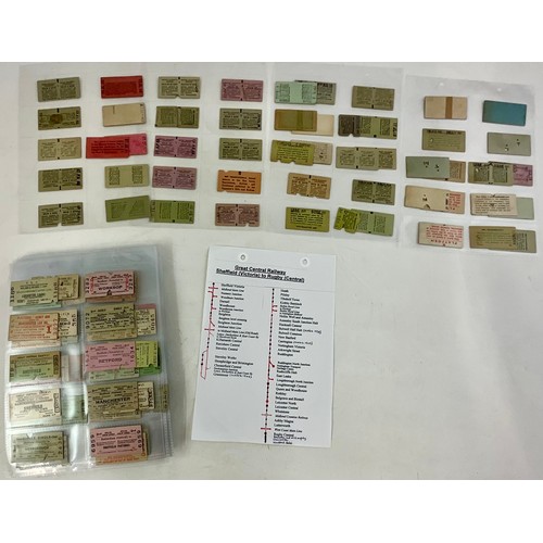 304 - RAILWAY TICKETS, APPROX 250, AS SHOWN, MAINLY FROM THE ROUTE OF THE GREAT CENTRAL RAILWAY. ROUTE INC... 