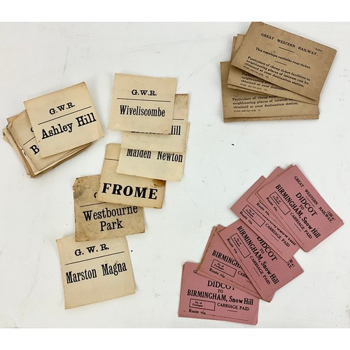 280 - GREAT WESTERN RAILWAY TICKET ENVELOPES, CARRIAGE PAID LABELS DIDCOT TO READING, DIDCOT TO SNOW HILL,... 