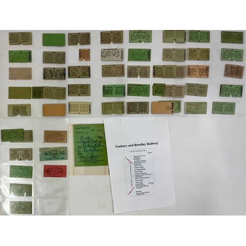 308 - 54 RAILWAY TICKETS AS SHOWN, RELATING MAINLY TO THE TENBURY WELLS & BEWDLEY RAILWAY. MOSTLY GWR & BT... 