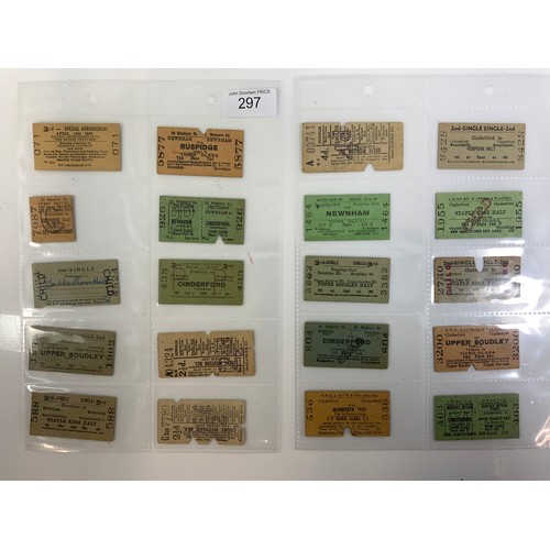 297 - RAILWAY TICKETS, 40 AS SHOWN MAINLY RELATING TO RAILWAYS OF THE FOREST OF DEAN, INC CINDERFORD, SPEE... 