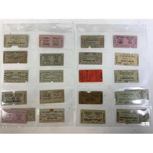 292 - RAILWAY TICKETS, BASED ON THE BIRMINGHAM & DERBY JUNCTION RAILWAY ROUTE, INC TRAVEL, PLATFORM & PARK... 