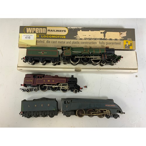 416 - WRENN LOCOMOTIVES, A BOXED W2221 CARDIFF CASTLE, PACKER NO 3 ON BOX. U/B 2-6-4 STANDARD TANK IN LMS ... 