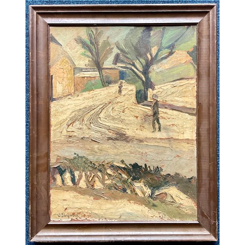 20 - V.JORGENSEN, OIL ON BOARD, APPROX. 46 X 60 cm, OIL ON BOARD INDISTINCTLY SIGNED CAMPBELL, APPROX. 45... 