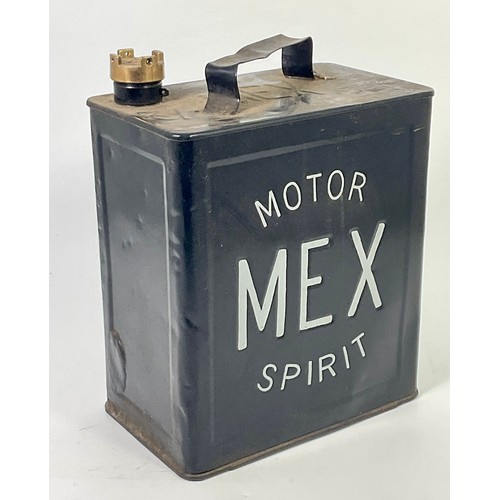 6 - VINTAGE BLACK PAINTED MEX MOTOR SPIRIT CAN WITH BRASS MEX SCREW ON TOP