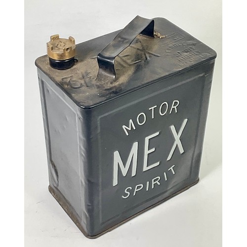 6 - VINTAGE BLACK PAINTED MEX MOTOR SPIRIT CAN WITH BRASS MEX SCREW ON TOP