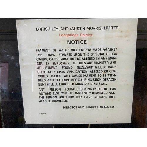 1 - THE GLEDHILL-BROOKTIME RECORDERS LIMITED CLOCKING ON/OFF CLOCK FROM LONGBRIDGE BRITISH LEYLAND