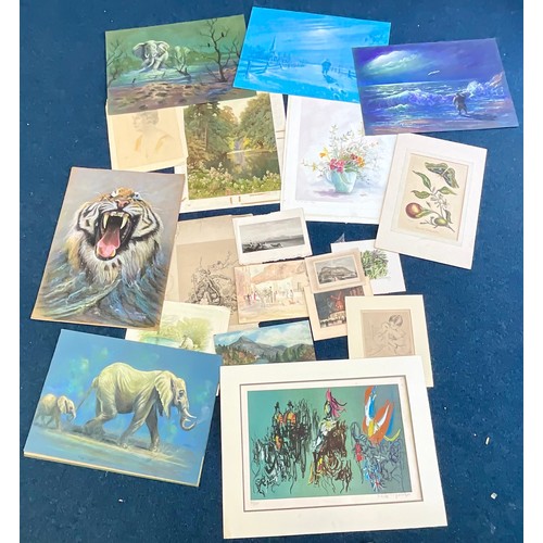 45 - PORTFOLIO CONTAINING QTY. UNFRAMED WATERCOLOURS, ETCHINGS AND PRINTS (this lot contains a large numb... 