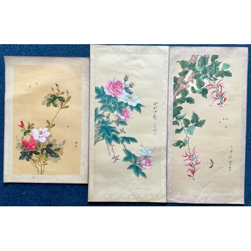 52 - ++ Withdrawn ++ QTY. UNFRAMED CHINESE WATERCOLOUR PAINTINGS ON SILK AND PR. FRAMED DITTO, sizes vary... 