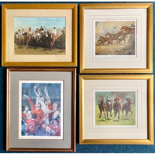 65 - 3 SIGNED LTD EDITION HORSE RACING PRINTS - STEEPLE CHASERS 607/850 AND BEECHERS 56/850 BOTH BY MARGA... 