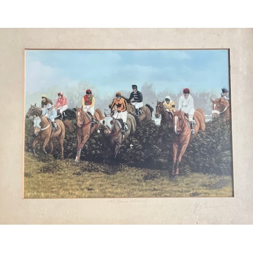 65 - 3 SIGNED LTD EDITION HORSE RACING PRINTS - STEEPLE CHASERS 607/850 AND BEECHERS 56/850 BOTH BY MARGA... 