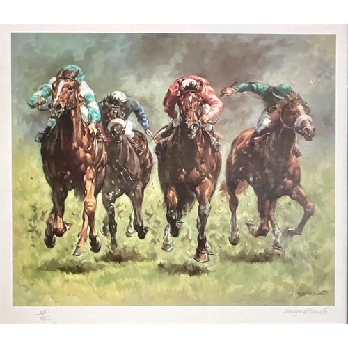 65 - 3 SIGNED LTD EDITION HORSE RACING PRINTS - STEEPLE CHASERS 607/850 AND BEECHERS 56/850 BOTH BY MARGA... 