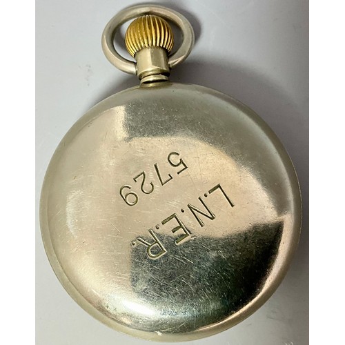 280 - RAILWAY WATCH, A LNER POCKET WATCH BY SELEX WITH LOWER SECOND HAND, ENGRAVED TO REAR LNER 5729