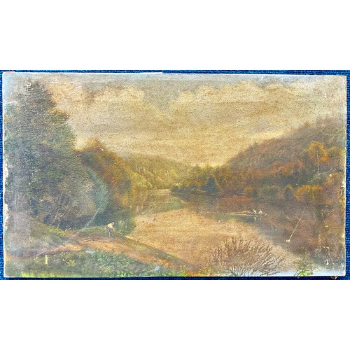 23 - 2 VERY DIRTY OILS ON CANVAS DEPICTING RURAL SCENES, LARGEST APPROX. 69 X 40 cm