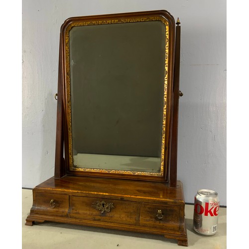 87 - RECTANGULAR DRESSING TABLE MIRROR ON THREE DRAWER BASE