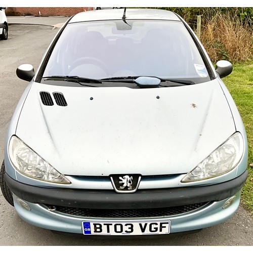 2 - PEUGEOT 206 HDI LX DIESEL BT03 VGF MOT VALID UNTIL MAY 2025. RECORDED MILEAGE 111195. DAMAGE TO REAR... 