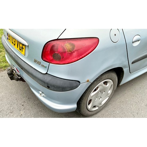 2 - PEUGEOT 206 HDI LX DIESEL BT03 VGF MOT VALID UNTIL MAY 2025. RECORDED MILEAGE 111195. DAMAGE TO REAR... 