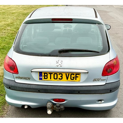 2 - PEUGEOT 206 HDI LX DIESEL BT03 VGF MOT VALID UNTIL MAY 2025. RECORDED MILEAGE 111195. DAMAGE TO REAR... 