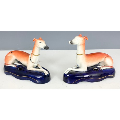 130 - STAFFORDSHIRE FIGURES  & MODELS INC BAND OF HOPE 35.5cm TALL, HIGHLAND JESS, GREYHOUND PEN HOLDERS E... 