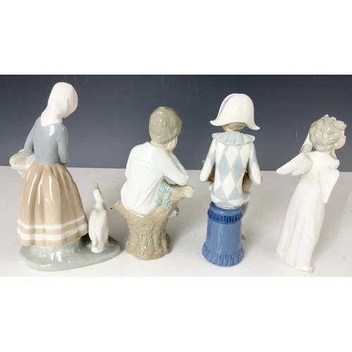 131 - TWO LLADRO FIGURINES AND TWO NAO.