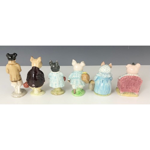 144 - BESWICK BEATRIX POTTER MODELS PICKLES, PIGLING BLAND , PIG WIG,  LITTLE PIG ROBINSON, AUNT PETITOES ... 