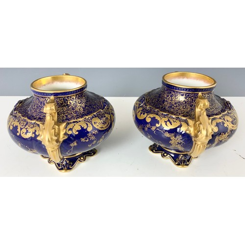 170 - PAIR OF ROYAL DOULTON COBALT BLUE WITH GILT DECORATION VASES