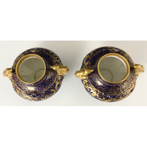 170 - PAIR OF ROYAL DOULTON COBALT BLUE WITH GILT DECORATION VASES