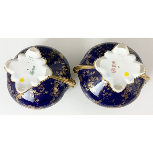 170 - PAIR OF ROYAL DOULTON COBALT BLUE WITH GILT DECORATION VASES