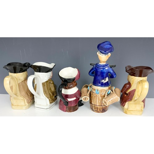 213 - 4 TOBY JUGS AND AN ADDITIONAL CERAMIC FIGURE